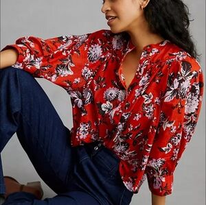 Anthropologie Maeve Femme Button Down Top